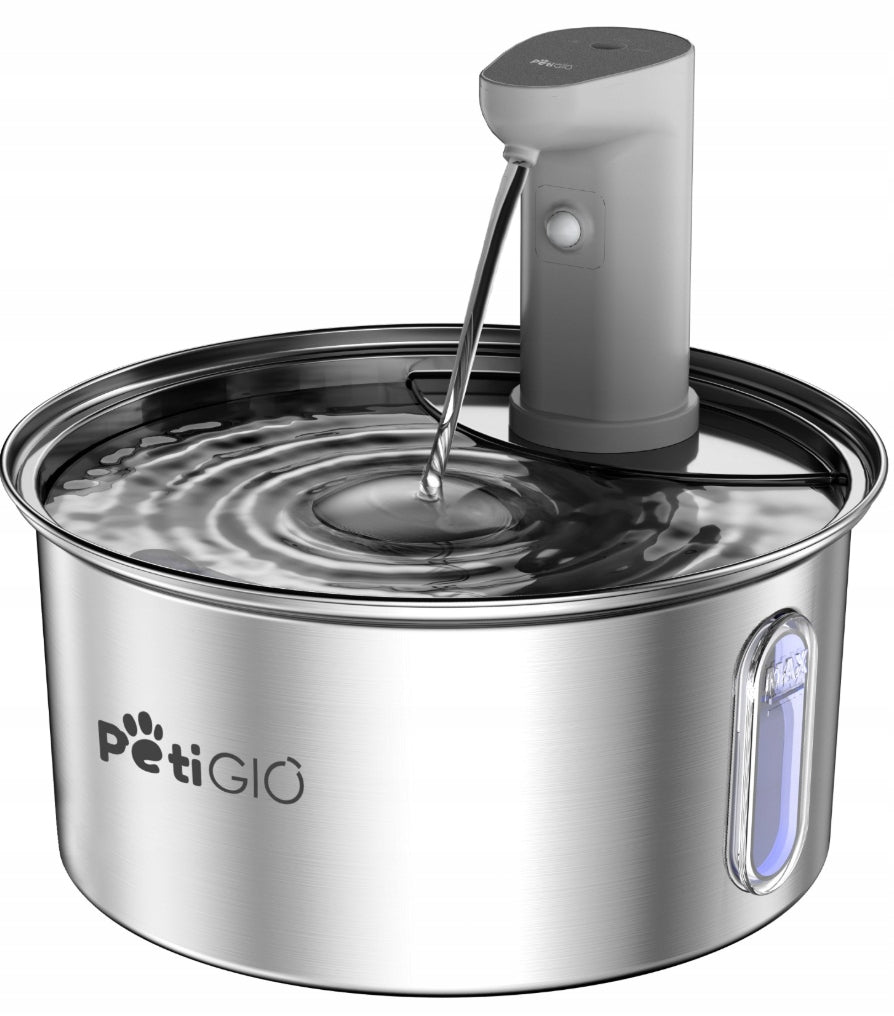 PetiGio Fountain Drinker for Cat Dog Steel Motion Sensor Wireless