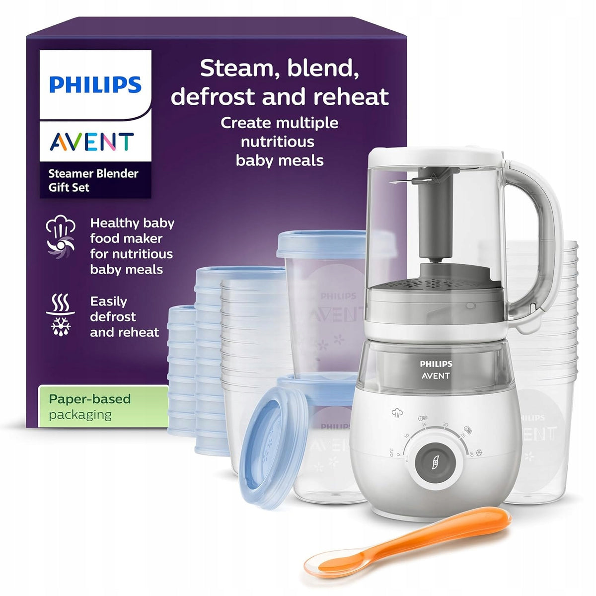 Philips Avent SCF883/20 Steamer Blender 4in1 Infant Kit +Containers