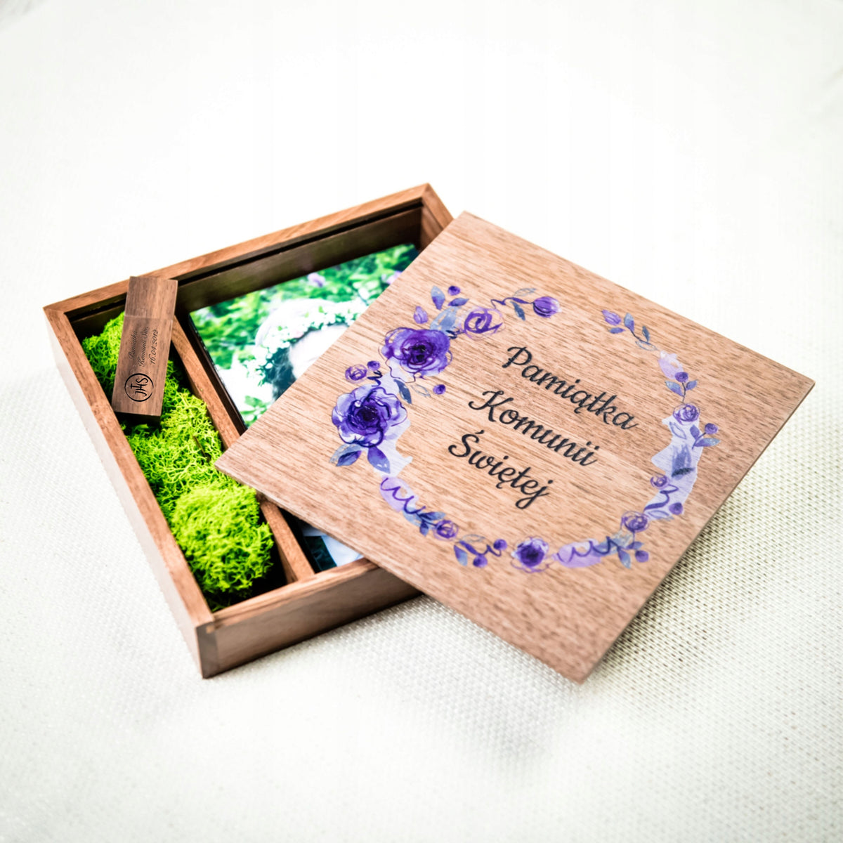 Photo Box + Print + Flash Drive 64 GB 3.0 Communion Brand MemoRabbit
