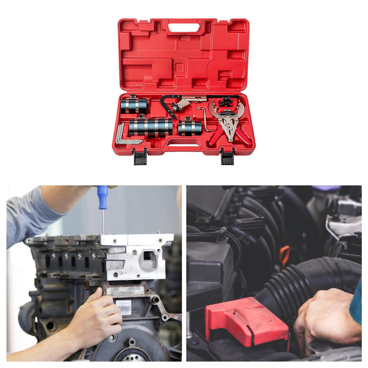 Piston Ring Compressor Set Compatible Easy Storage Alloy Cleaning 6 Inch