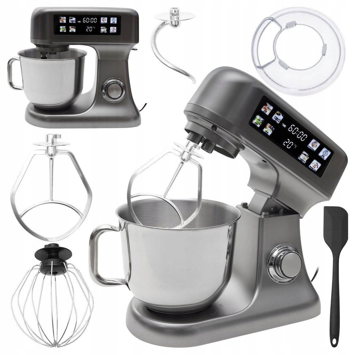 Planetary Robot Kitchen Mixer 6 L LED Panel Fermentation 2000 W Silver