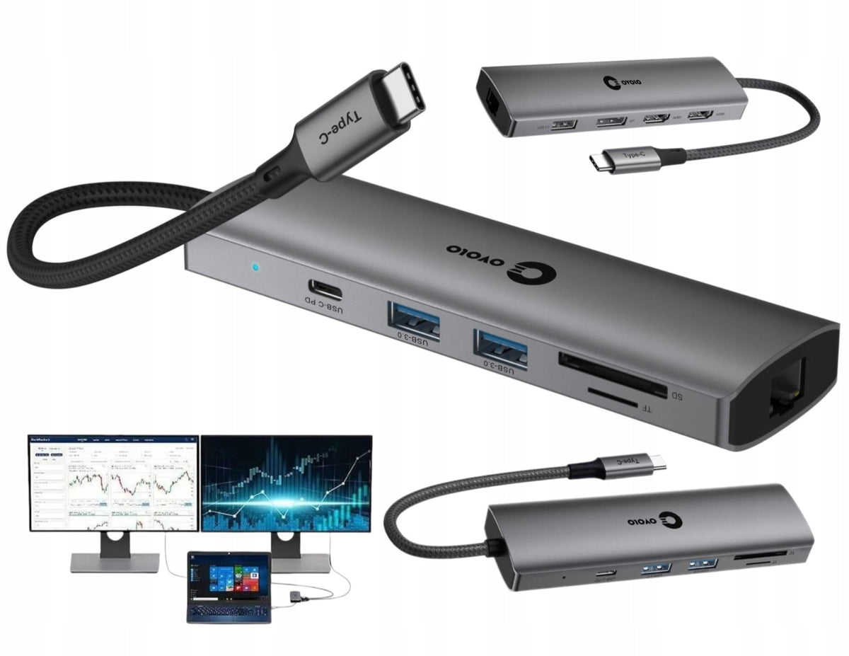 Port Replicator for Ultabook USB-C PD 100W 4xUSB 3.0 2.0 2xHDMI RJ45 VGA
