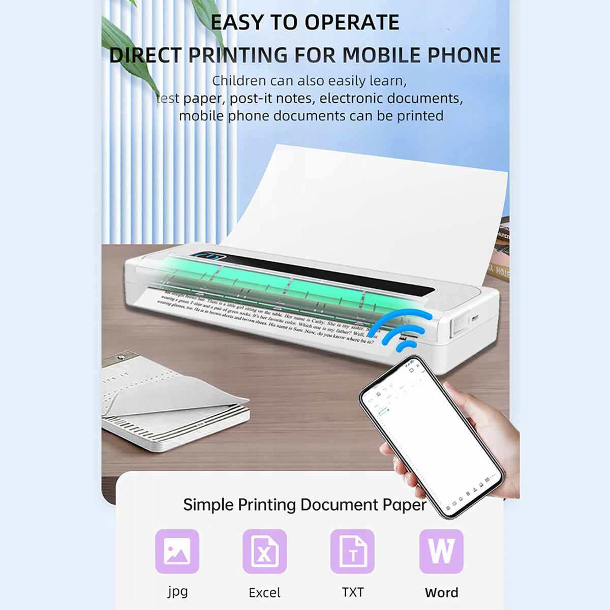 Portable A4 Printer Thermal Paper Printing For Mobile Printer Printing technology other