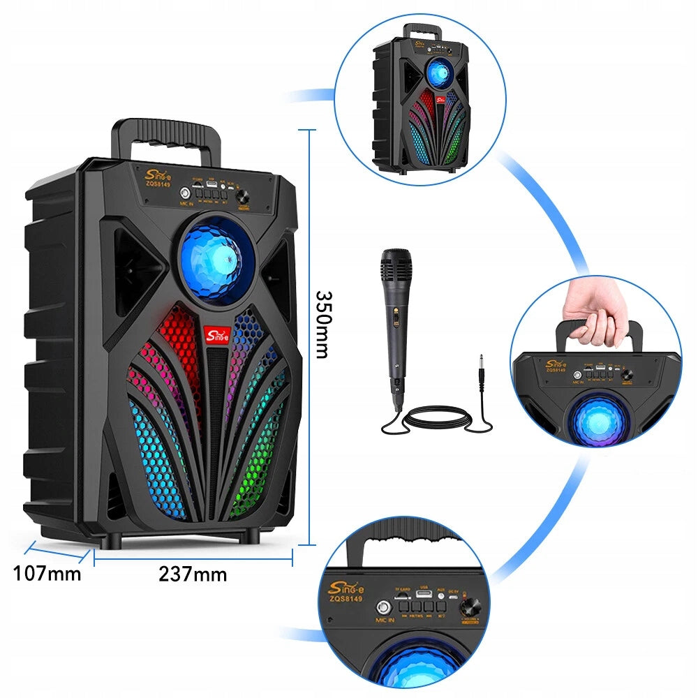 Portable Bluetooth 5.0 Subwoofer Music Box LED Speaker With Stereo Microphone Model other