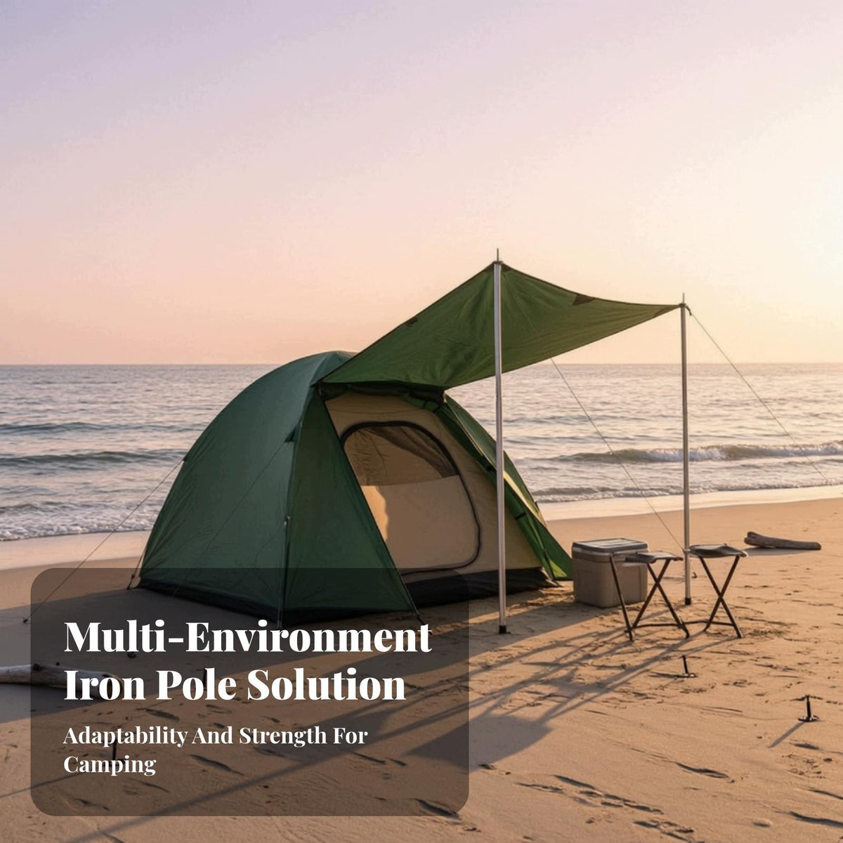 Portable Canopy Pole with Hooks | Section foldable Design, Tarp Pole Packaging status original
