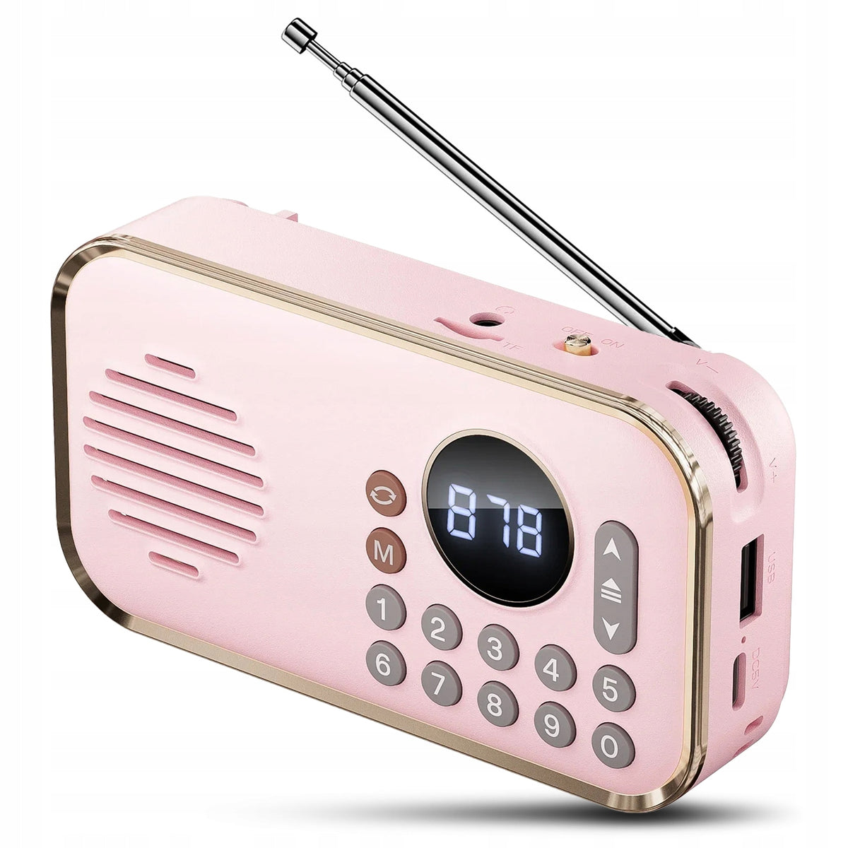 Portable FM Radio Retro Bluetooth Speaker USB SD AUX Rechargeable