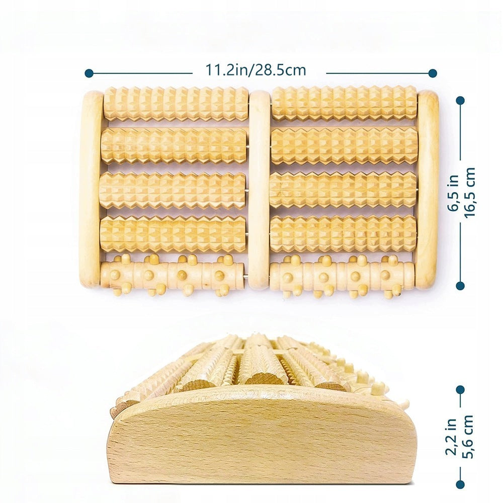 Portable Foot Massager Wooden 5 Rows Without Power Travel and Home Packaging status original