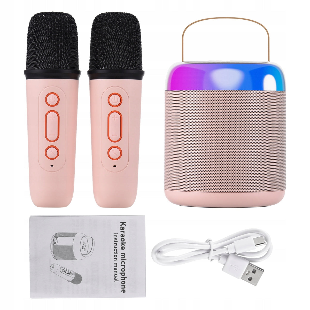 Portable Microphone and Sound Kit Mini Karaoke BT Machine with 2 K7