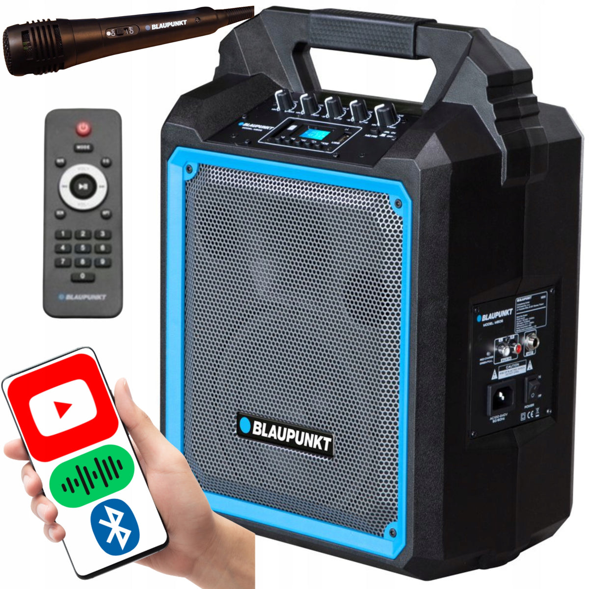 Portable speaker column Blaupunkt MB06 Bluetooth karaoke microphone remote control