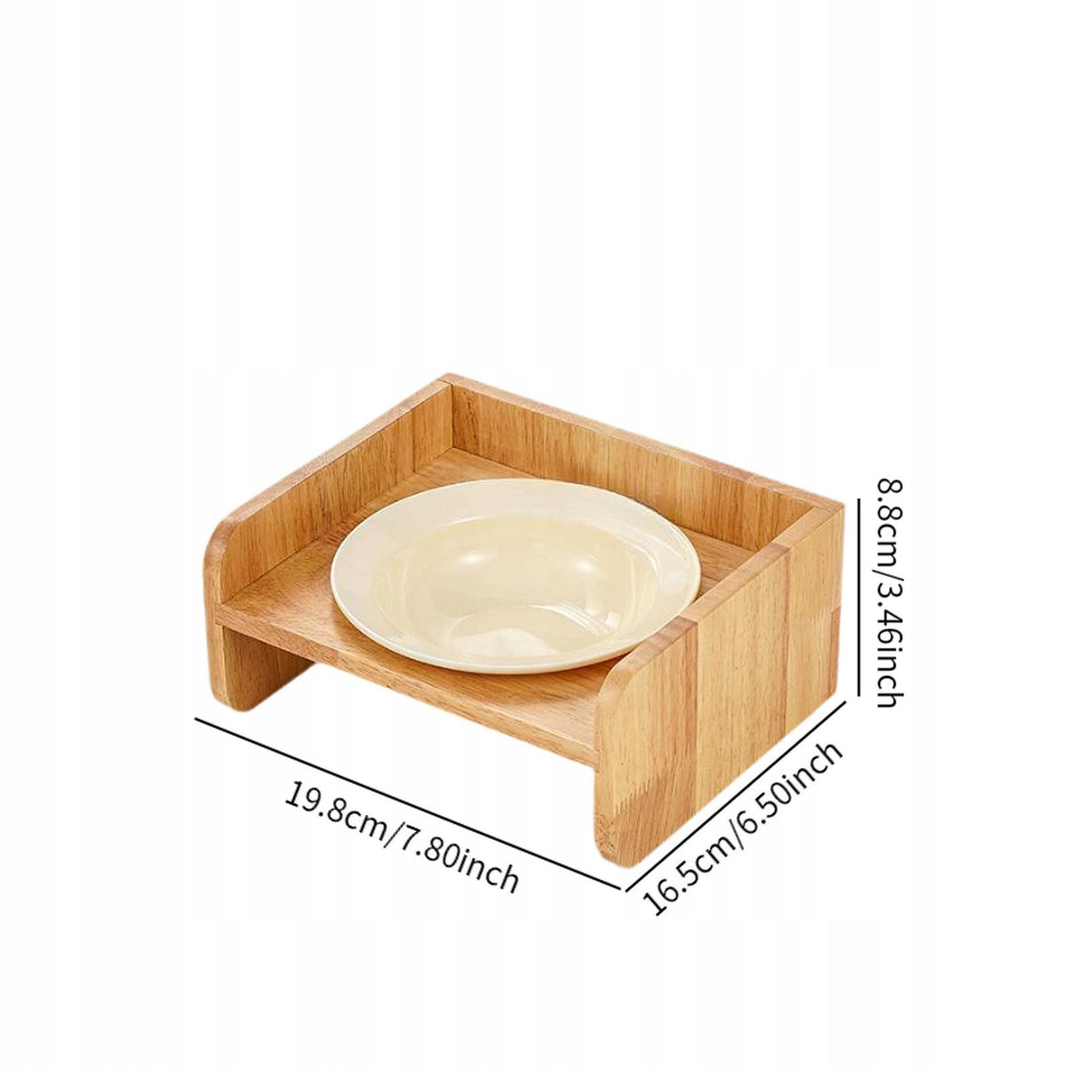 Pottery Cat Bowl Wood Heightened Rack Anti Vomiting Stable Beige Packaging status original