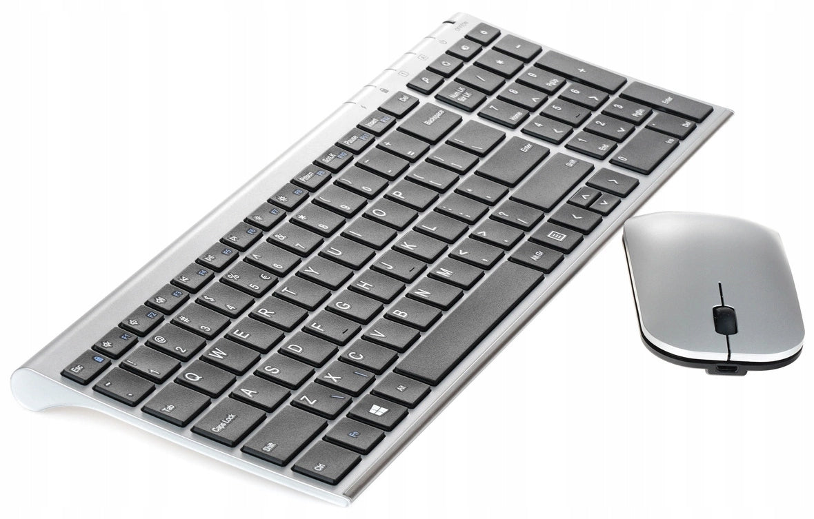 Premium USB 2.4GHz Wireless Keyboard SLIM + QWERTY PL Mouse