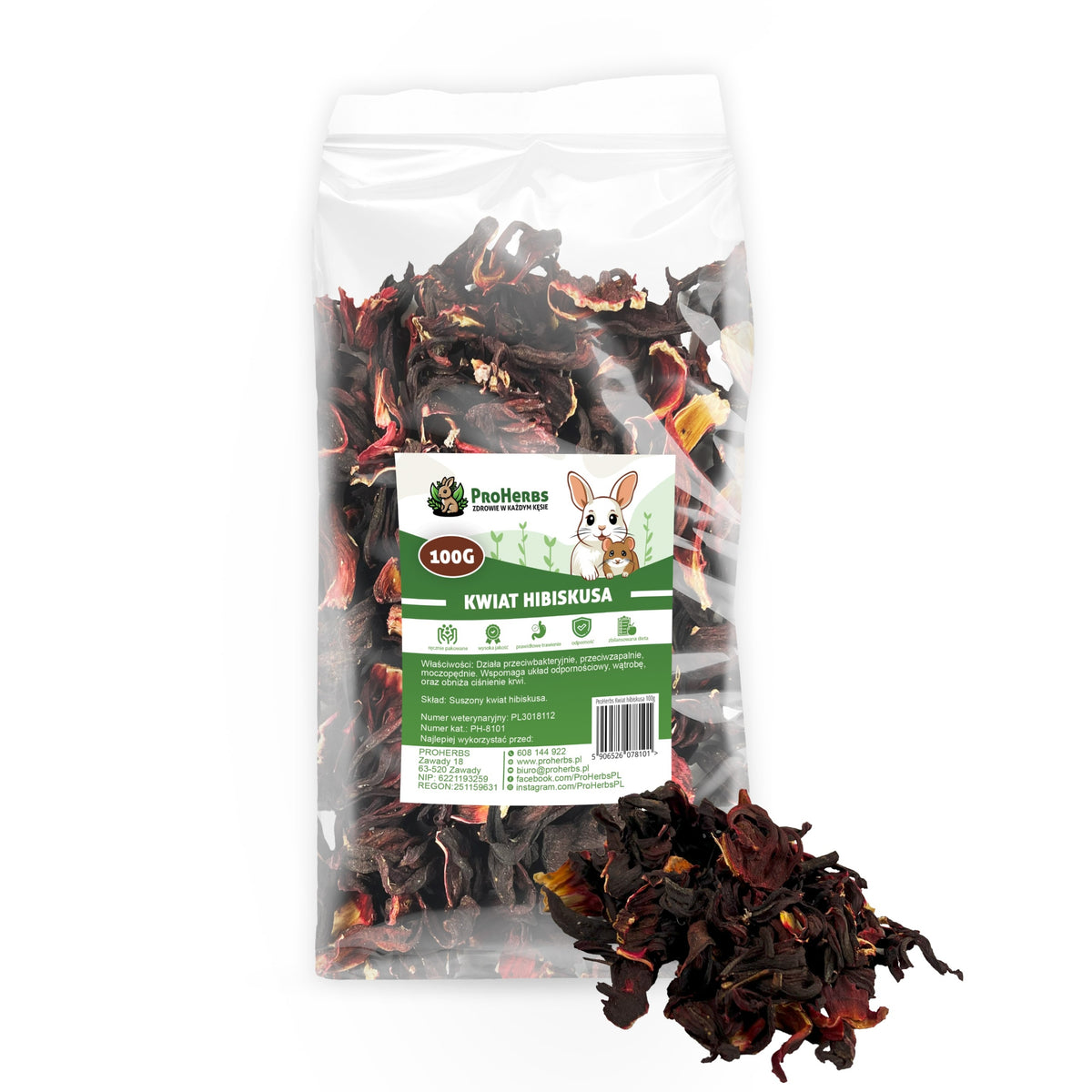 ProHerbs Hibiscus Flower Treat for Rabbit Rodents 100g