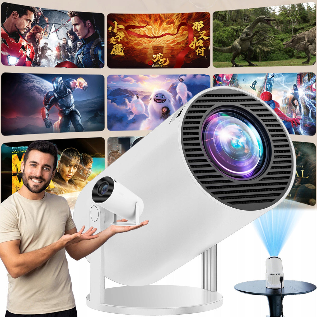 Projector LED 4K WiFi6 Bluetooth Rotary For Home Theater Blossom HY300 Pro