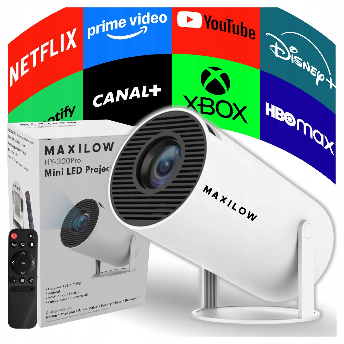 Projector Portable LED Built-in 4K Speaker ANDROID SMART WIFI
