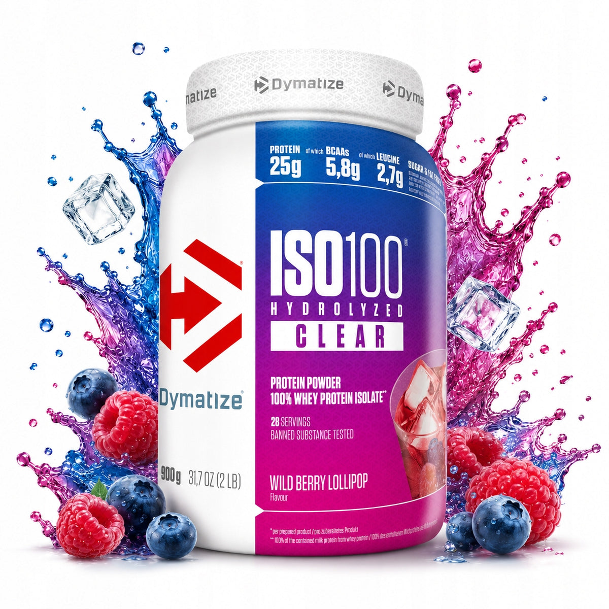 Protein isolate Dymatize ISO 100 Blueberry 528 g whey protein WPI per mass