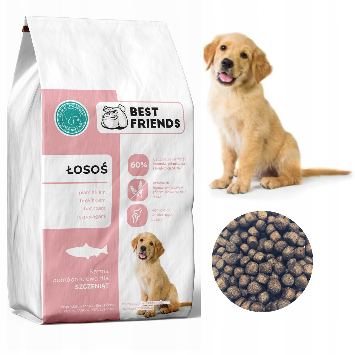 Puppy food, Golden, Labrador, Terrier, Husky, Salmon 60%, 6kg