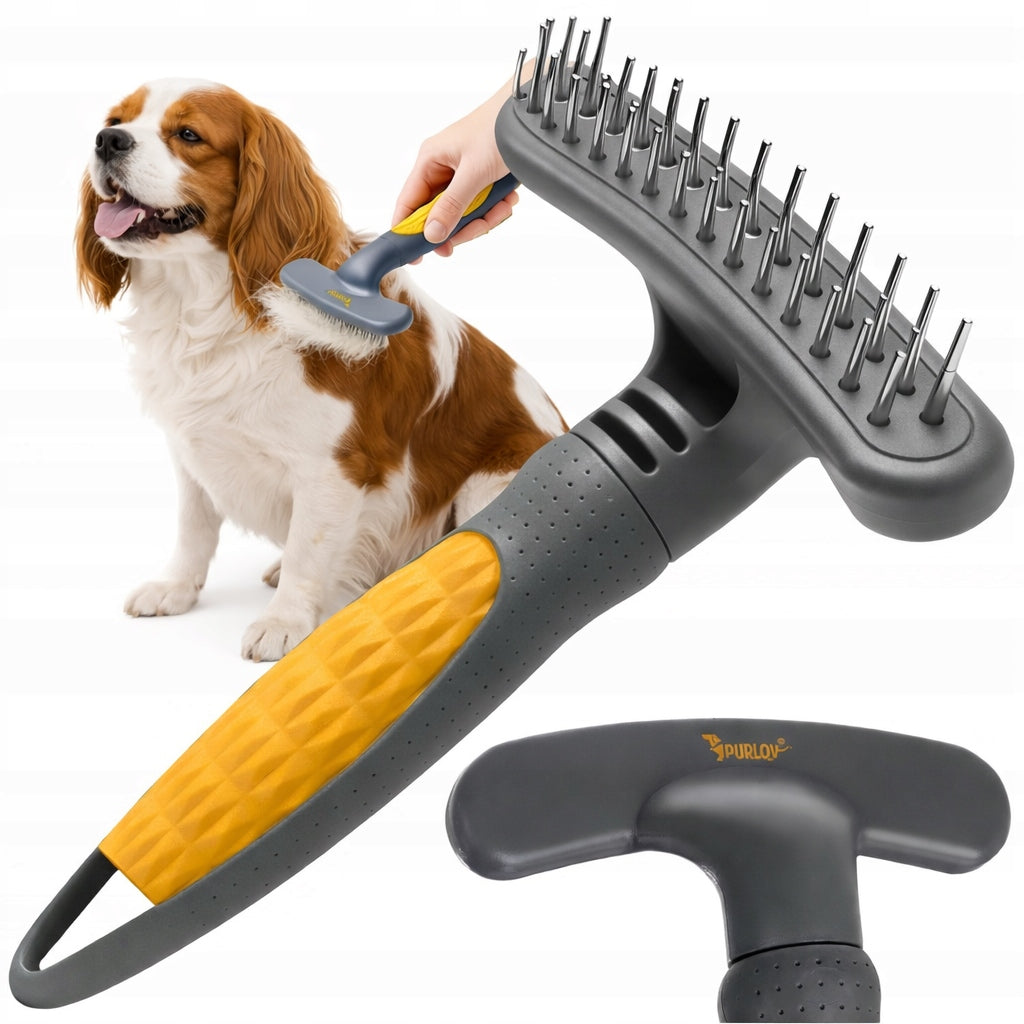Purlov Rotating Teeth COMB BRUSH for Cat Dog Double Row Manufacturer code SZ-TR-2r