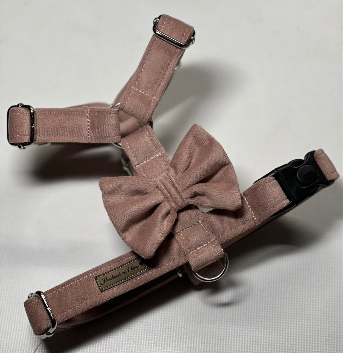 Quard Velour Harness with Dog Bow