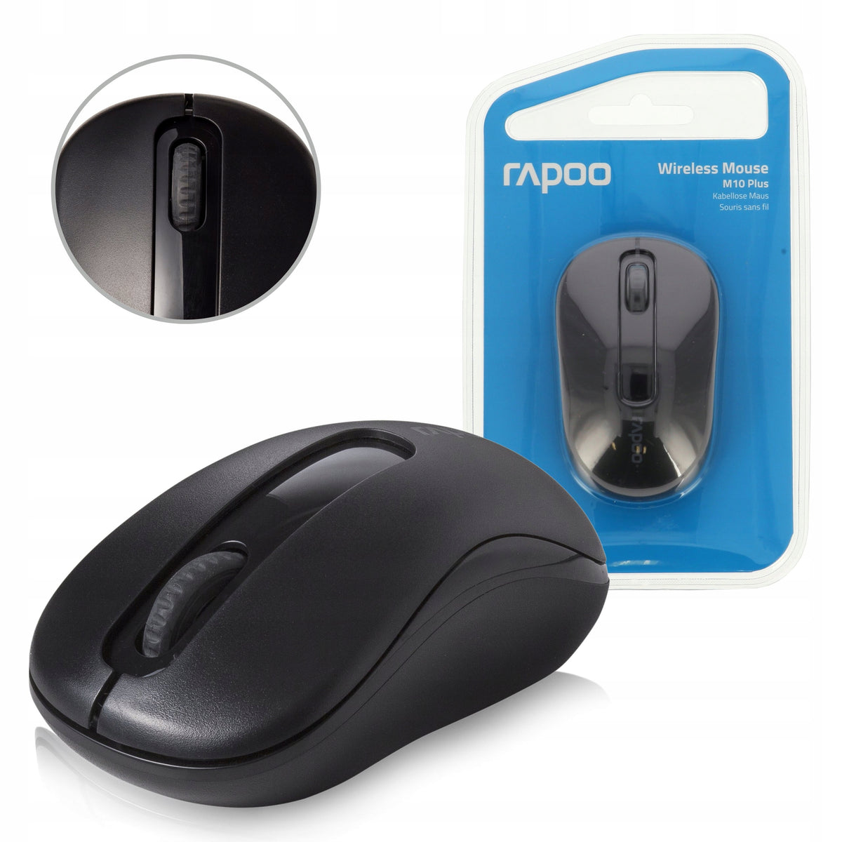 RAPOO WIRELESS OPTICAL OFFICE MOUSE M10PLUS 2.4GHz 1000DPI BLACK