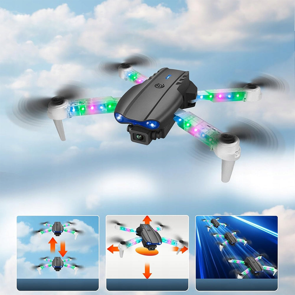 RC DRONE PROFESSIONAL COLORFUL LIGHT EFFECT WIDE ANGLE CAMERA + 2 BATTERIES Packaging status original