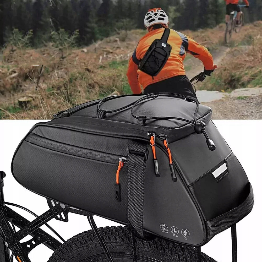 REAR BICYCLE PANNIERS 10L WATERPROOF 900D REFLECTIVE FOR TRUNK Packaging status original