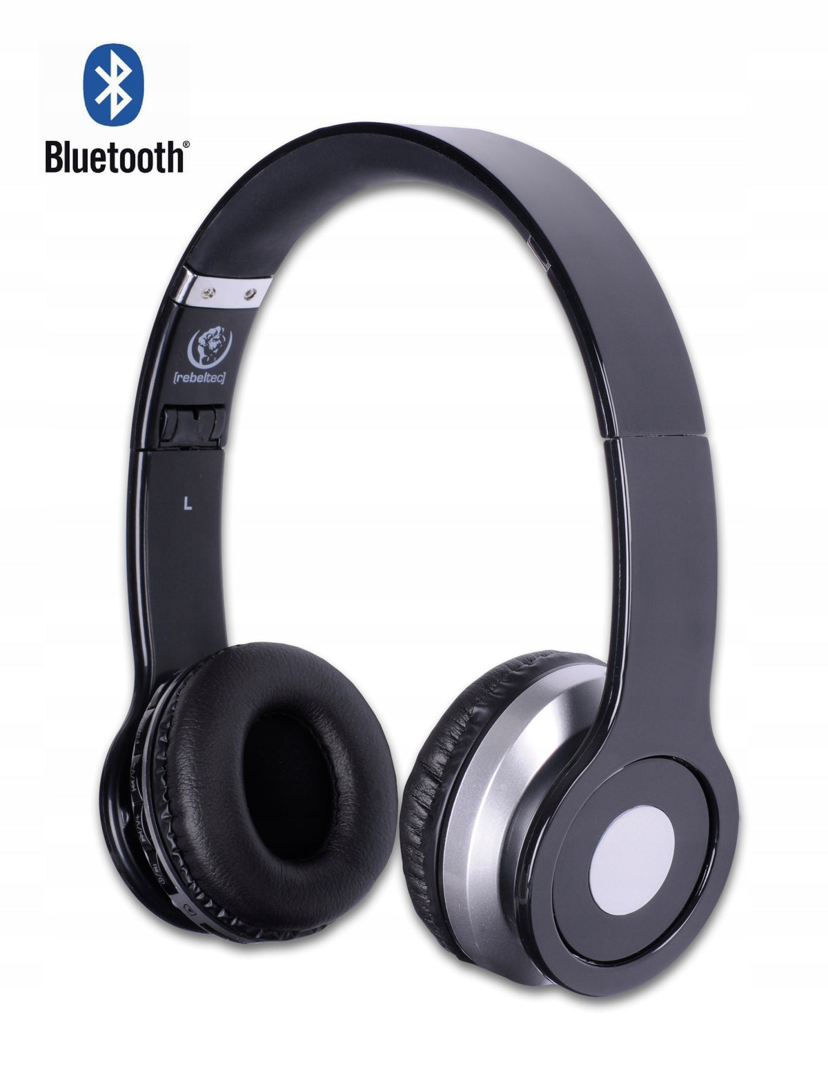 REBELTEC CRYSTAL BLACK BLUETOOTH HEADPHONES
