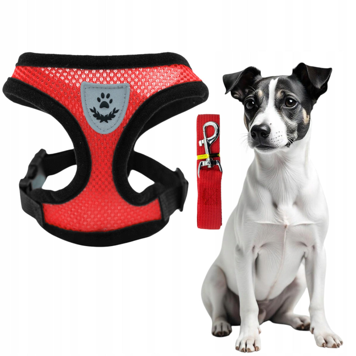 RED BREATHABLE PRESSURE-FREE HARNESS WITH LEASH FOR CAT DOG SIZE M