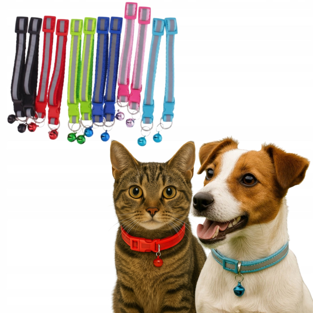 REFLECTIVE Cat Dog COLLAR with Bell Adjustable Random Color