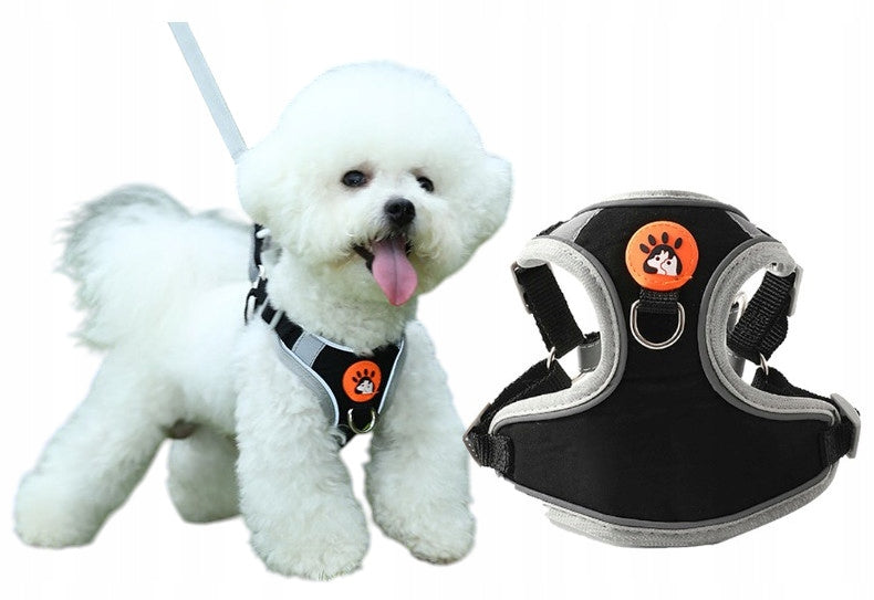 REFLECTIVE SAFETY DOG HARNESS BREATHABLE S BLACK