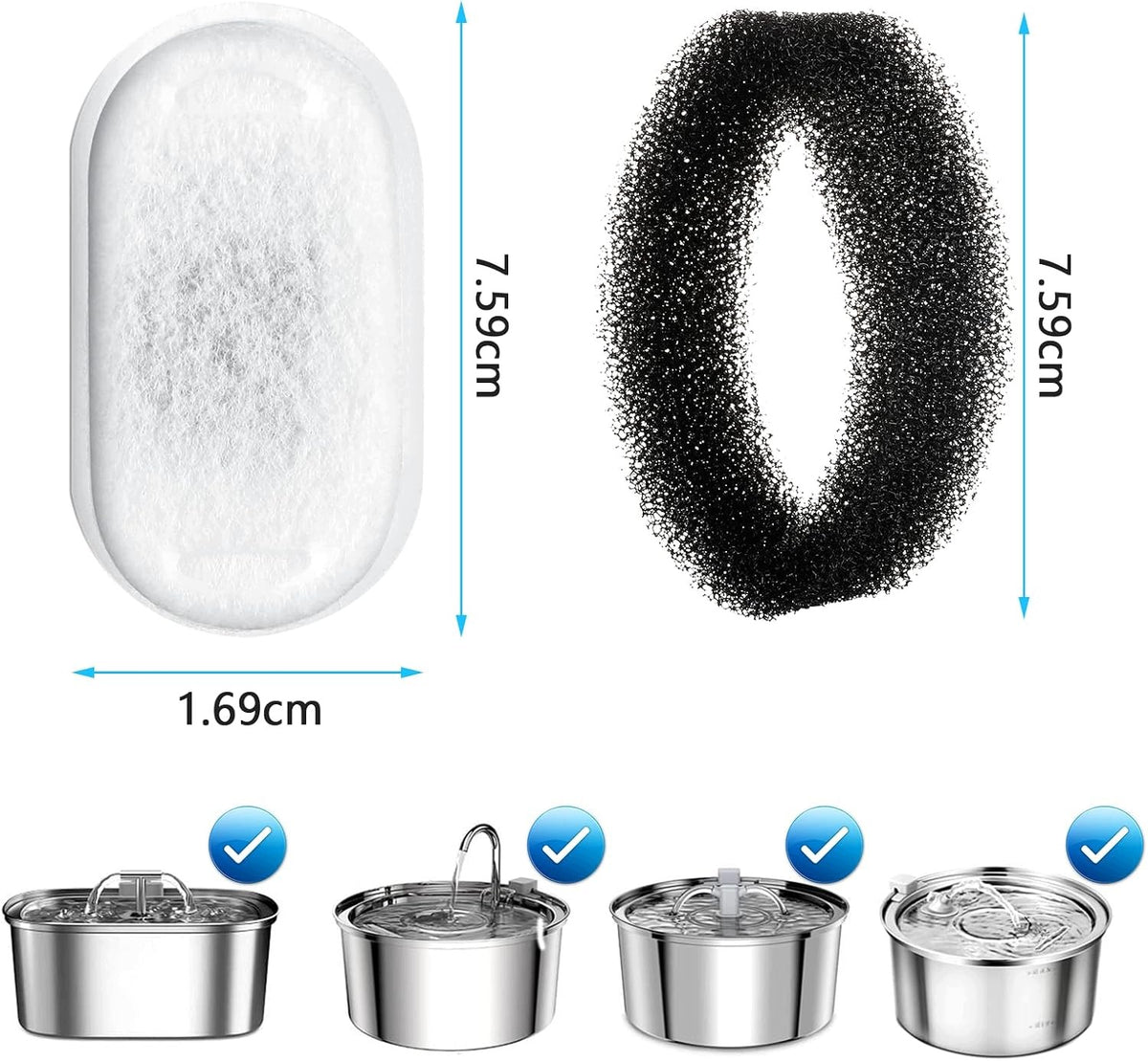 REPLACEMENT FILTERS FOR CAT FOUNTAIN DRINKERS SET OF BLACK SPONGE 16 PIECES Manufacturer code 7252451251