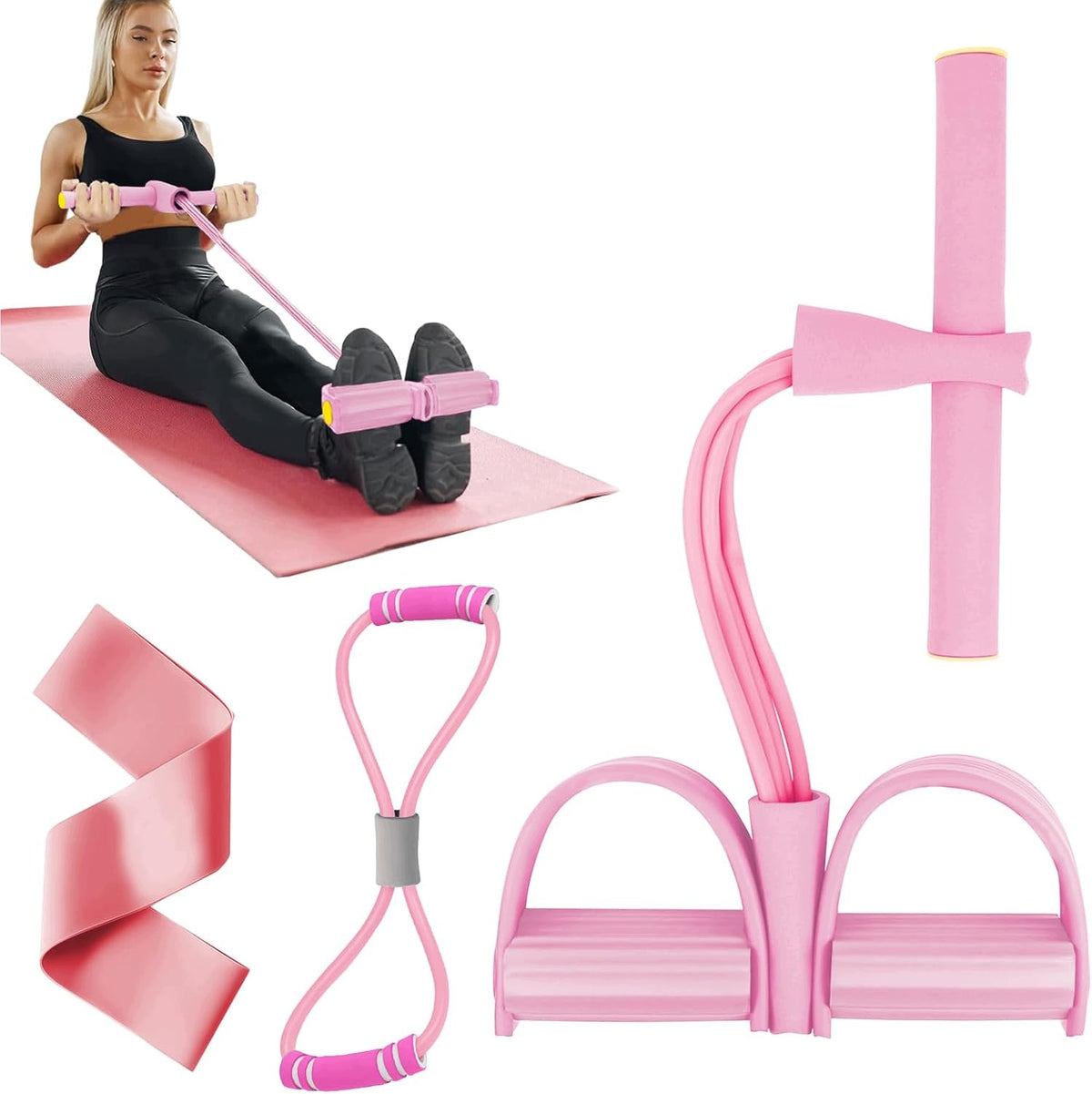 RESISTANCE BAND WITH PEDALS FITNESS EXERCISE SET YOGA REHABILITATION