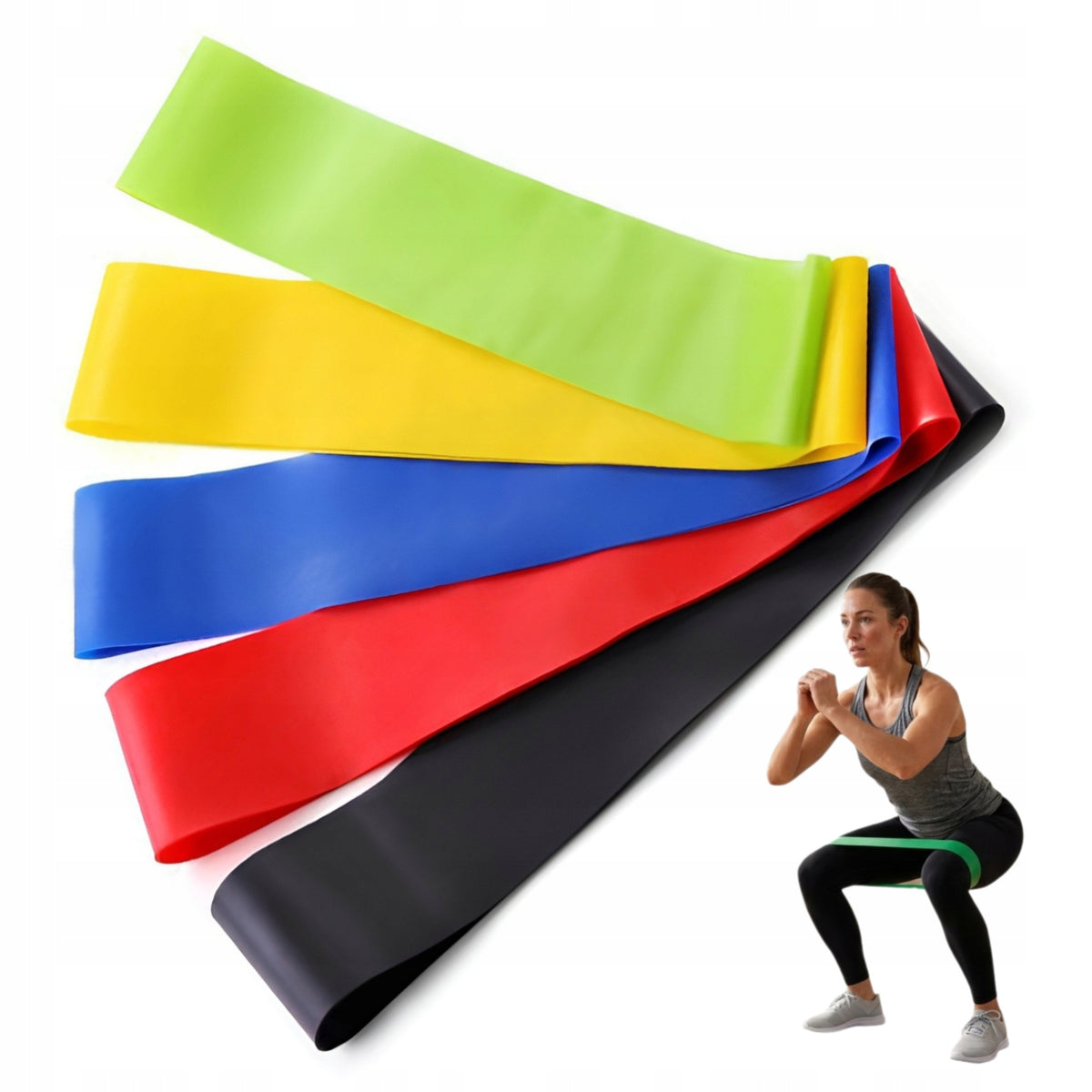 RESISTANCE RUBBERS FOR EXERCISE SET OF 5 Mini Band Fitness Pilates Tapes