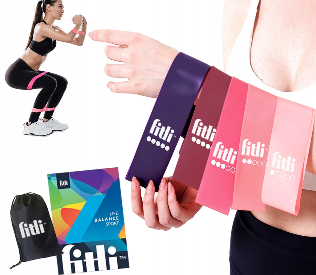 RESISTANCE RUBBERS SET OF 5 MINI BANDS FOR FITNESS EXERCISES STRETCHING TRAINING
