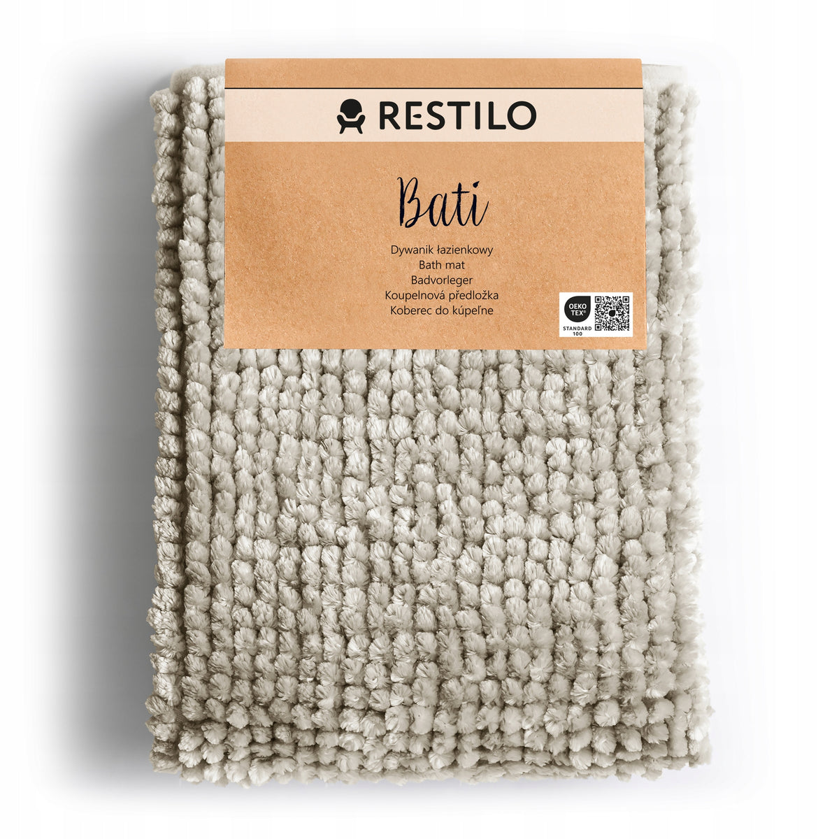 RESTILO Bathroom Rug Non-Slip Chenille Shaggy 70X120 Beige
