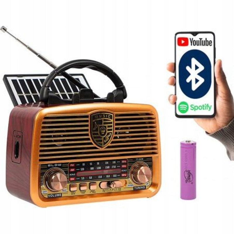 RETRO KITCHEN RADIO CLASSIC AM FM SW BLUETOOTH SD TF AUX SOLAR
