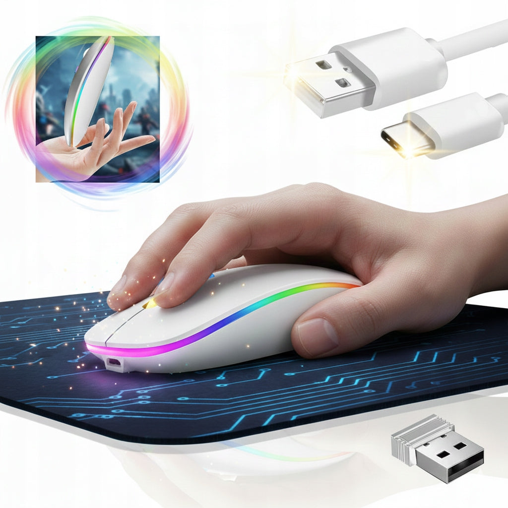 RINDLE MOUSE COMPUTER MOUSE OPTICAL LIGHTING RGB BLUETOOTH WHITE Packaging status original