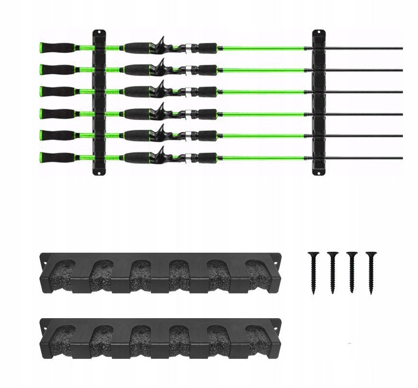 ROD HOLDER HANGER RACK FOR 6 FISHING RODS WALL MOUNTED FISHING STATION