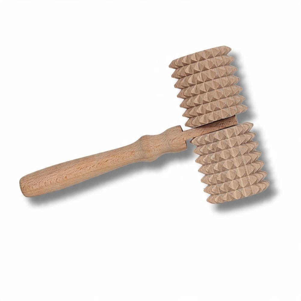 ROLLER WOODEN MASSAGER WITH HANDLE DOUBLE ROLLER Color brown