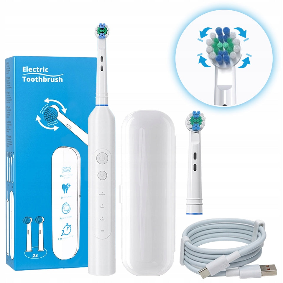 ROTARY ELECTRIC TOOTHBRUSH WITH TRAVEL CASE + 2 FREE TIPS Manufacturer code NO-BRAND-01