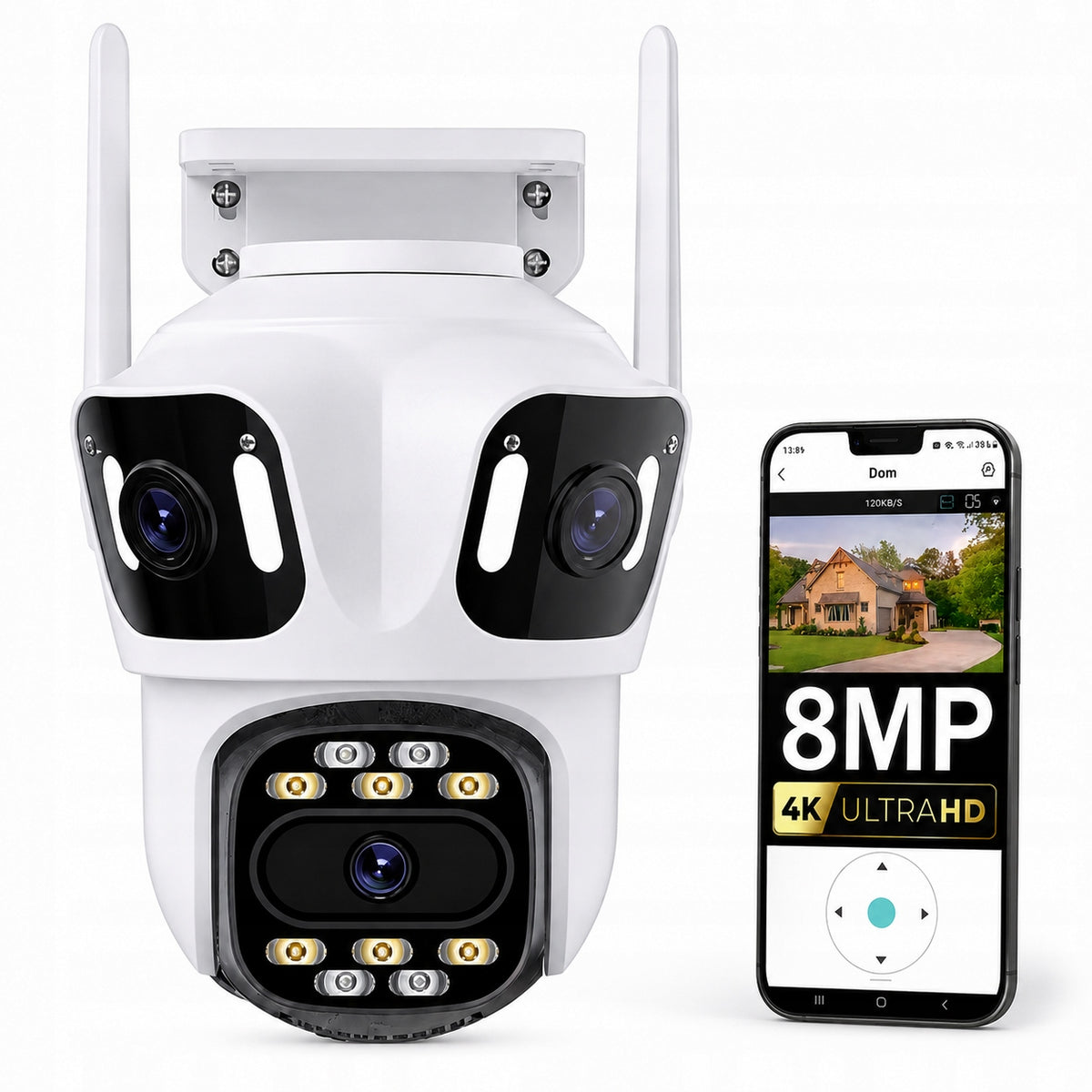 ROTATING OUTDOOR IP WIFI CAMERA 4X ZOOM 3x 4MPx FULL HD TRIPLE