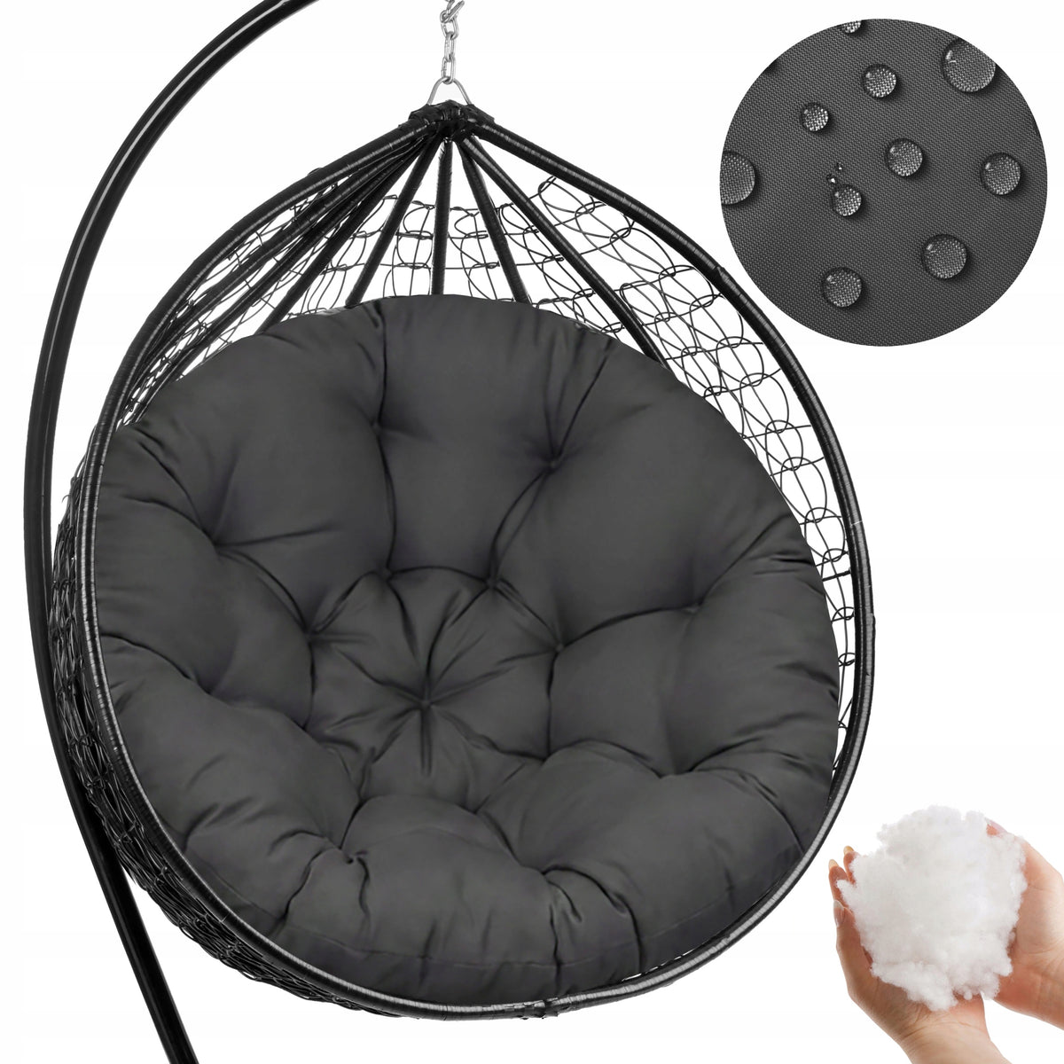 ROUND CUSHION 120CM WATERPROOF FOR GARDEN SWING CHAIR COCOON HANGING