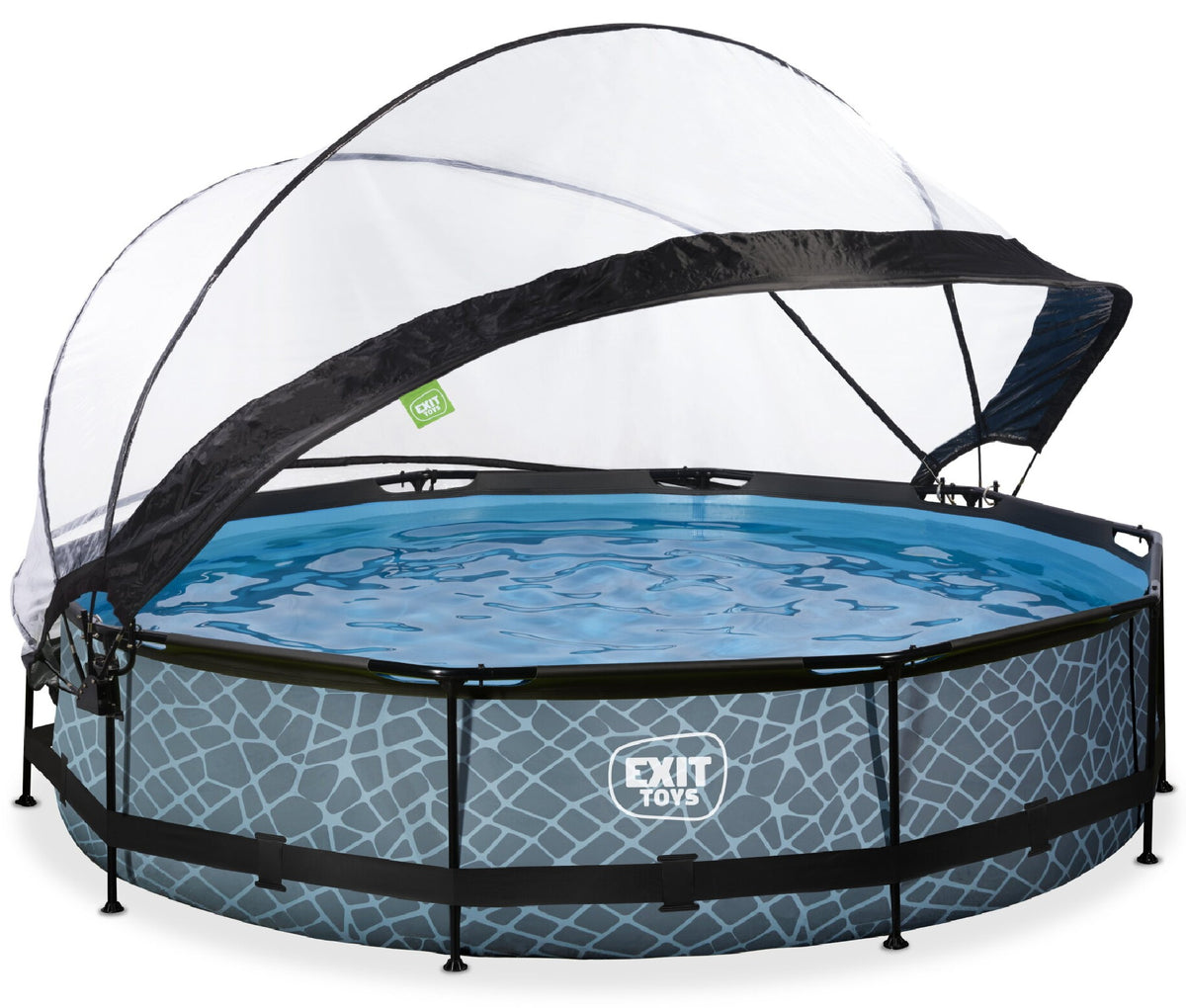 ROUND GARDEN POOL 360X76 CM WITH FILTER PUMP AND ROOF GREY