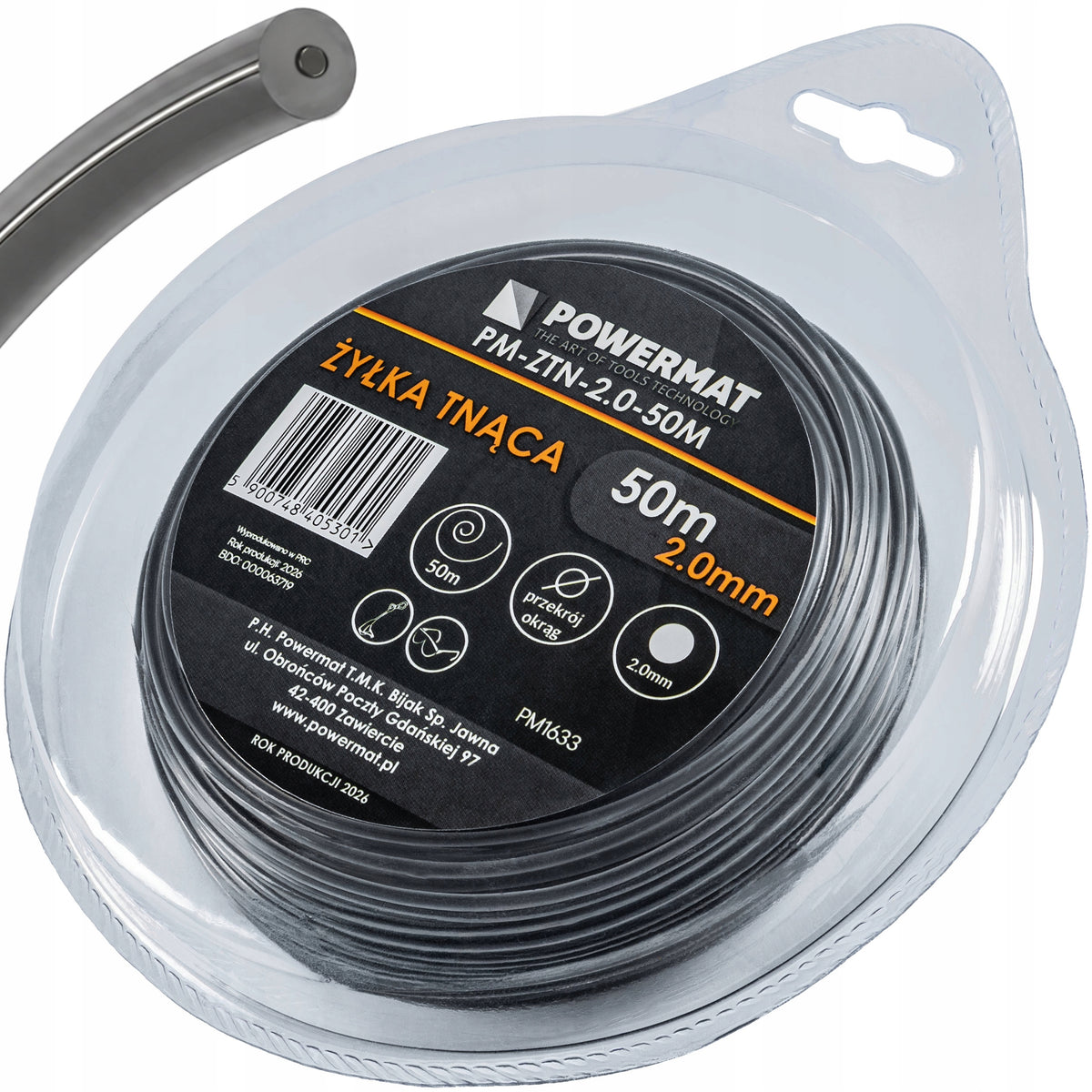 ROUND LINE REINFORCED 2.0MM 50M FOR GRASS COMBUSTION SCYTHE TRIMMER