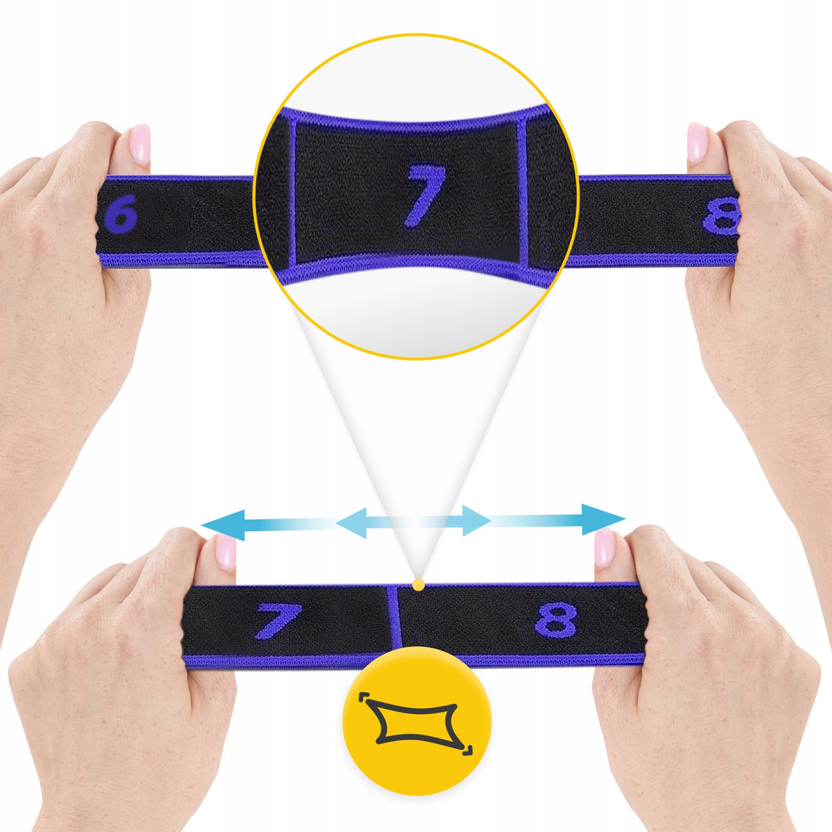 RUBBER GYMNASTIC TAPE FOR STRETCHING REHABILITATION 8 LOOPS Color black