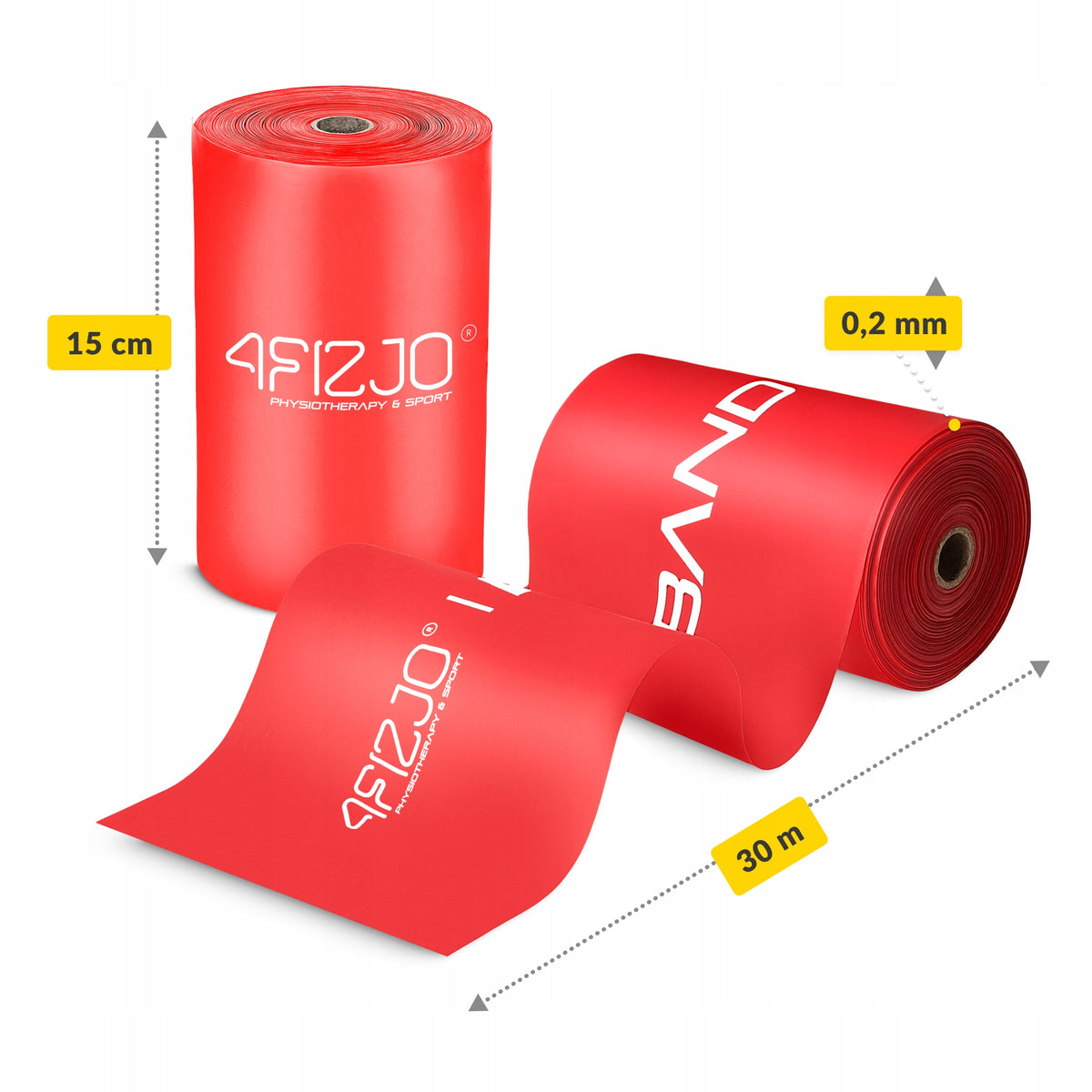 RUBBER RESISTANCE TAPE REHABILITATION EXERCISES STRETCHING ROLL 30M RESISTANCE 2/5 Color red