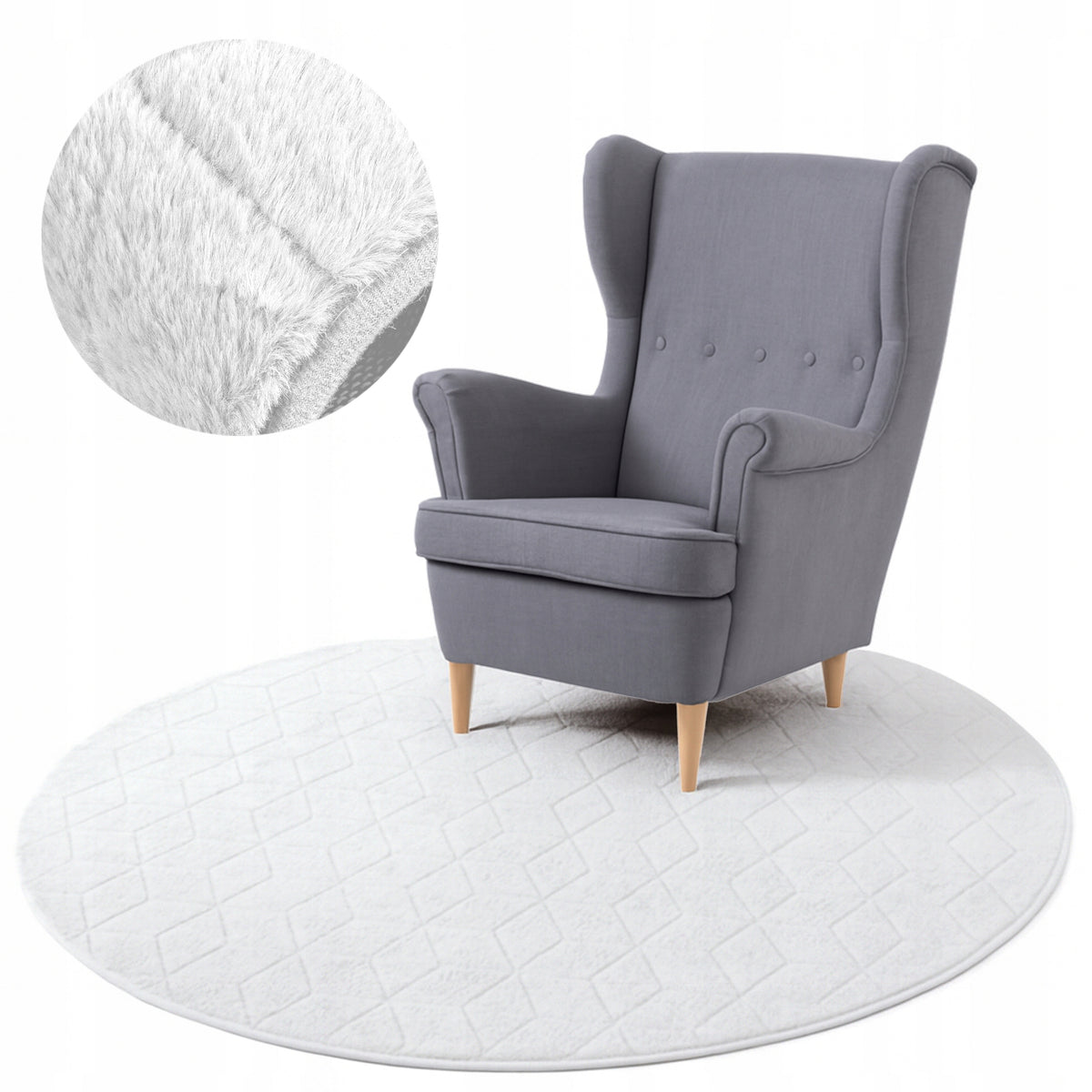 Rabbit 3D Round Carpet Plush Soft Silky Rabbit Fur 150