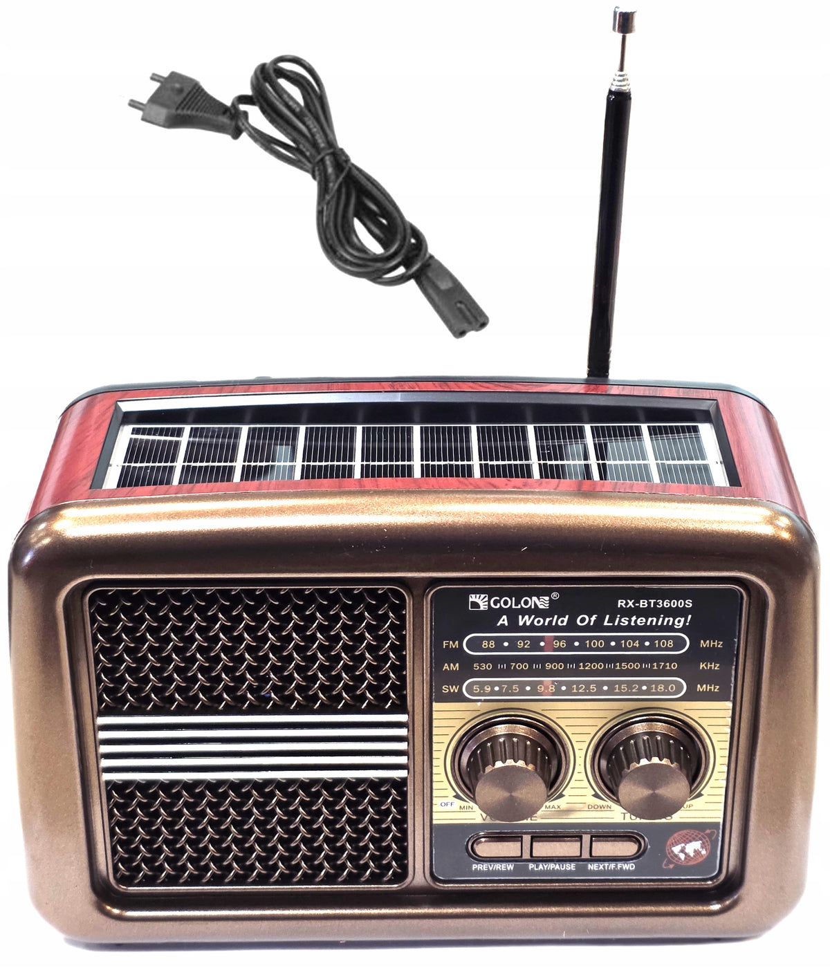 Radio Aurora RetroAudio RX-BT3600S FM Network-Battery SOLAR FLASHLIGHT