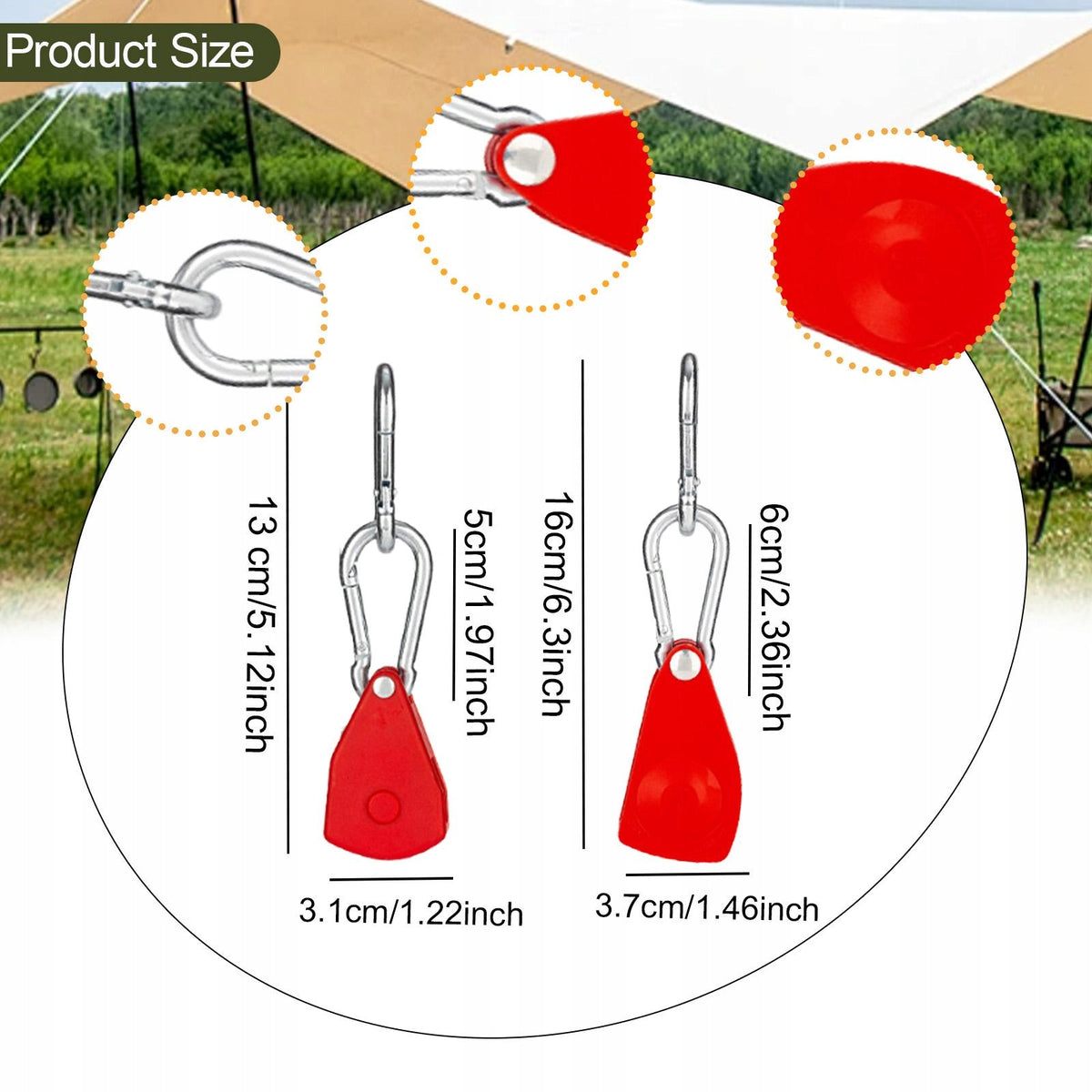 Ratchet Pulley System with Carabiners Secure Rope Heavy Duty Red Large Packaging status original