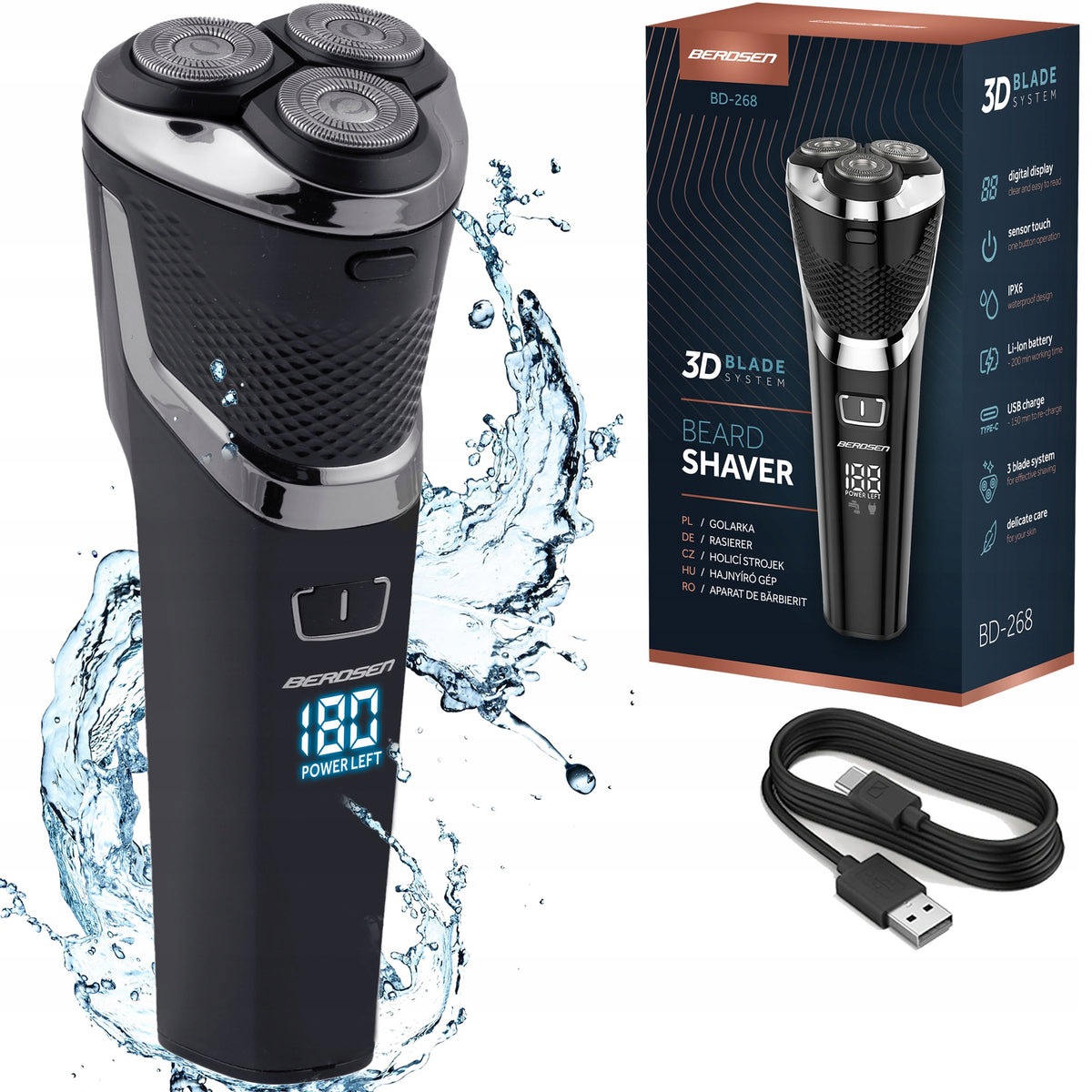 Razor beard shaver beard 3 blades black Berdsen