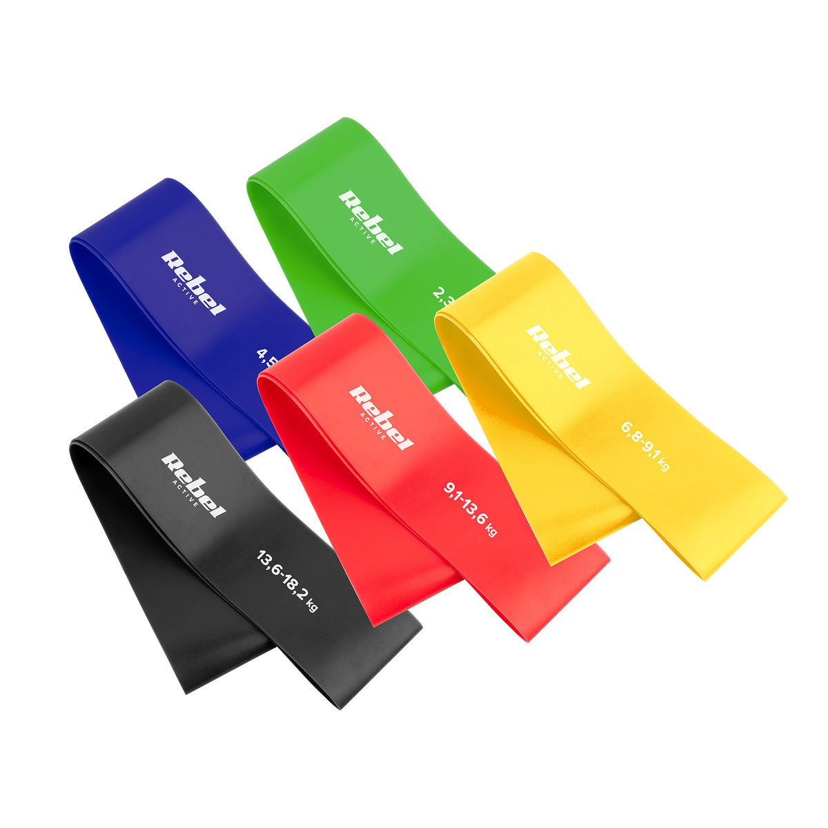 Rebel Active latex exercise rubber set Mini Band L 2.3-18.2 kg 5 rubbers Manufacturer code RBA-3002-CO